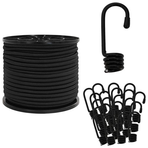 Бунджи въжета с куки 10 mm Черно PP и гума