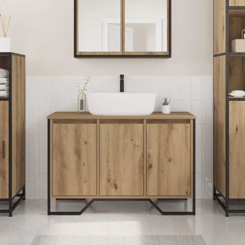Шкаф за мивка в баня Дъб 91 x 35 x 60 см Инженерна дървесина