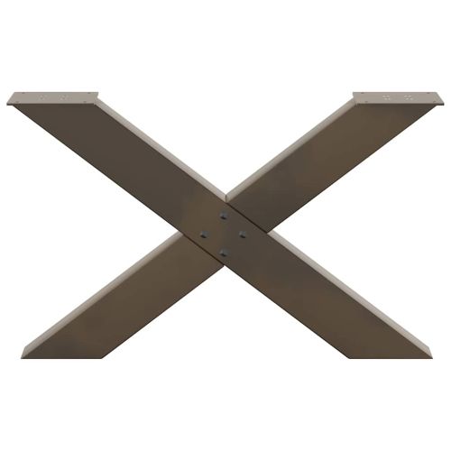 Крака за масичка за кафе, X-образни, 2 бр., естествена стомана, 70 x (42-43) см, стомана