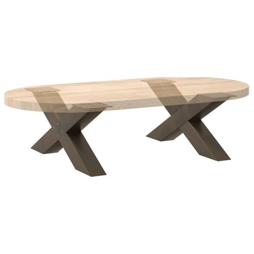 Крака за масичка за кафе, X-образни, 2 бр., естествена стомана, 70 x (42-43) см, стомана
