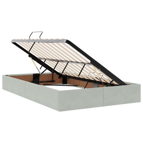 Легло с място за съхранение и матрак Светлосиво 120 x 200 cm