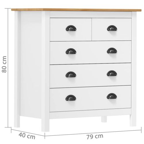 Сайдборд Hill бял 79x40x80 см борово дърво масив