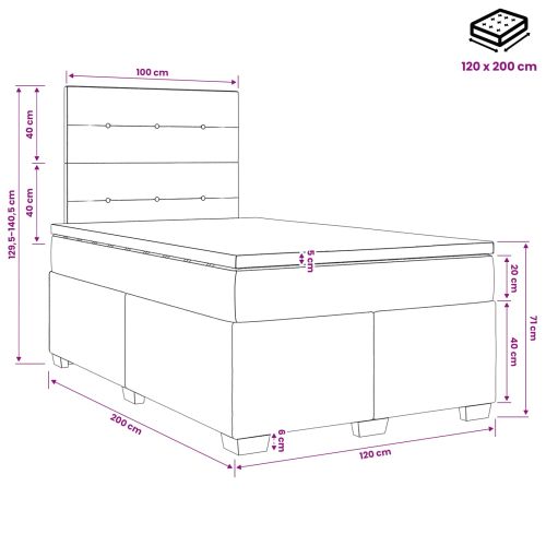 Континентално легло с матрак Синьо 120 x 200 cm Текстил