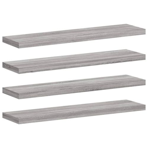 Стенни рафтове 4 бр сив сонома 40x10x1,5 см инженерно дърво