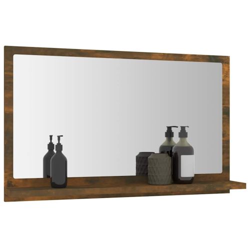 Огледало за баня, опушен дъб, 60x10,5x37 см, инженерно дърво