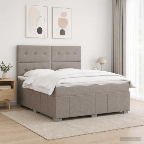 Континентално легло с матрак Таупе 160 x 200 cm Текстил