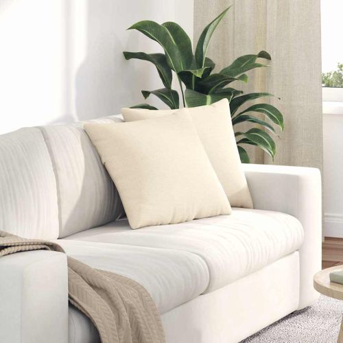 Диван възглавници 2 pcs Крем 45 x 45 cm Кордюрова тъкан