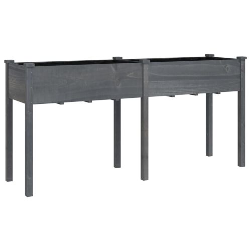 Саксия с вложка, сива, 161x45x76 см, масивна ела