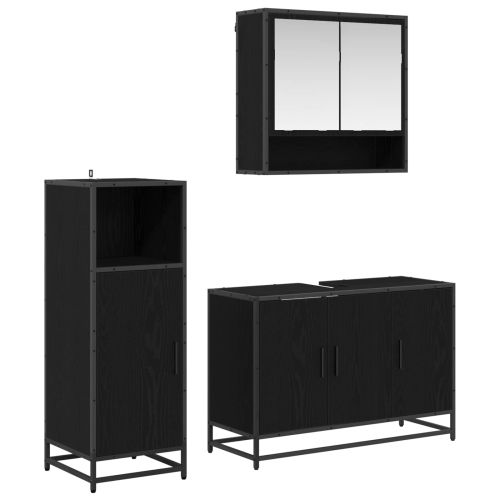 Комплект мебели за баня 3 бр. Черния дъб 90 x 33 x 60 см