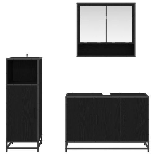 Комплект мебели за баня 3 бр. Черния дъб 90 x 33 x 60 см