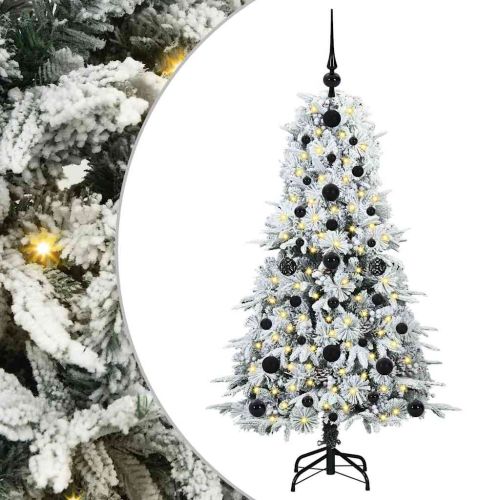 Изкуствено коледно дърво с хингед Бяло 120 cm PE и PVC