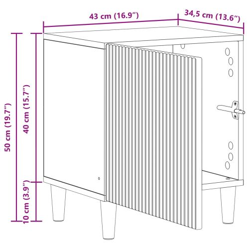 Нощен шкаф Черно 43 x 34,5 x 50 см Инженерна дървесина
