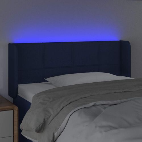 LED горна табла за легло, синя,93x16x78/88 см, плат