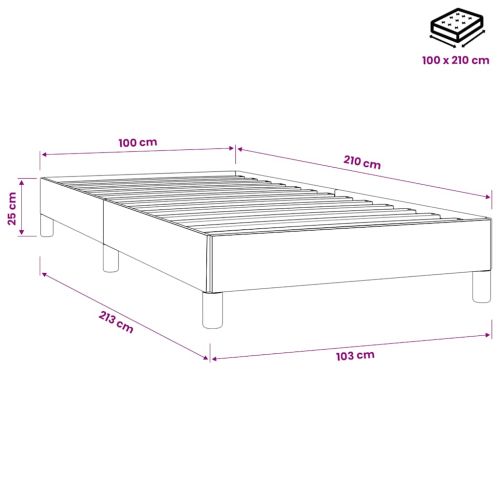 Box Spring легло без матрак розово 100x210 cm кадифе