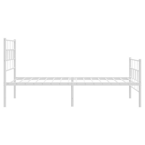 Метална рамка за легло с горна и долна табла, бяла, 107x203 см