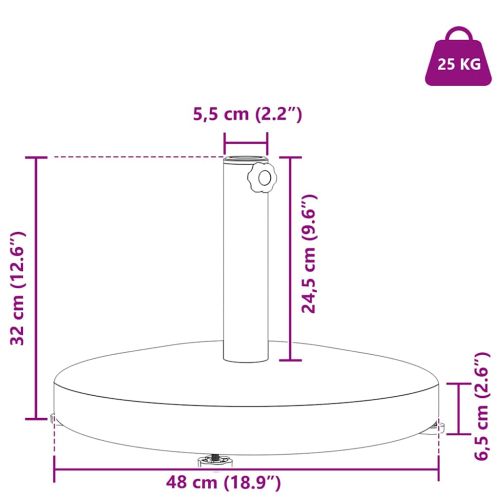 Основа за чадър 24.6 kg Тъмносиво Кръгла