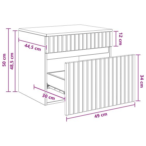 Стенно Баня Кабинет Бяло 59 x 44,5 x 50 см Инженерна дървесина