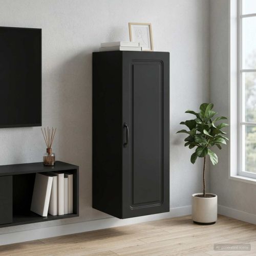 Стенно шкафче 33 x 34,5 x 90 см Инженерна дървесина Черно