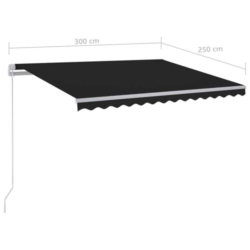 Ръчно прибираща се тента с LED, 300x250 см, антрацит