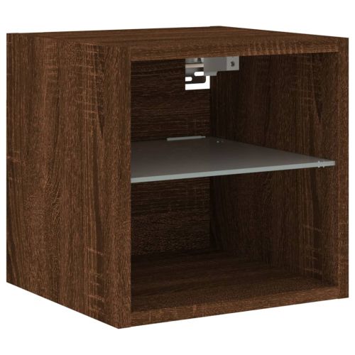 Стенни ТВ шкафове с LED лампи, 2 бр, кафяв дъб, 30x28,5x30 см
