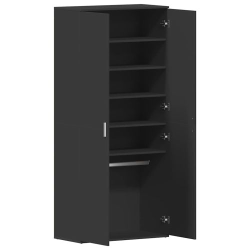 Шкаф за обувки 80 x 39 x 178 см Инженерна дървесина Черно