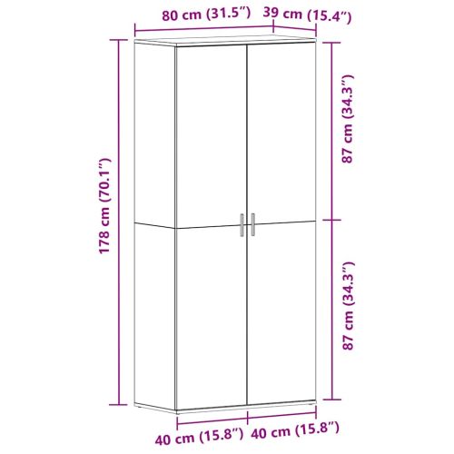 Шкаф за обувки 80 x 39 x 178 см Инженерна дървесина Черно