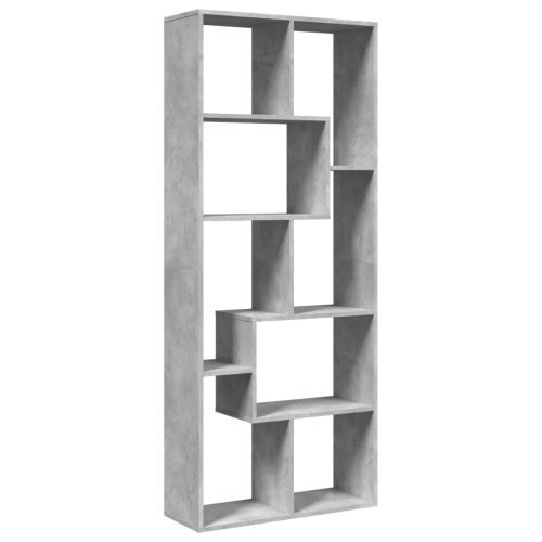Разделител за стая / библиотека, бетонно сив, 67x25x161,5 см
