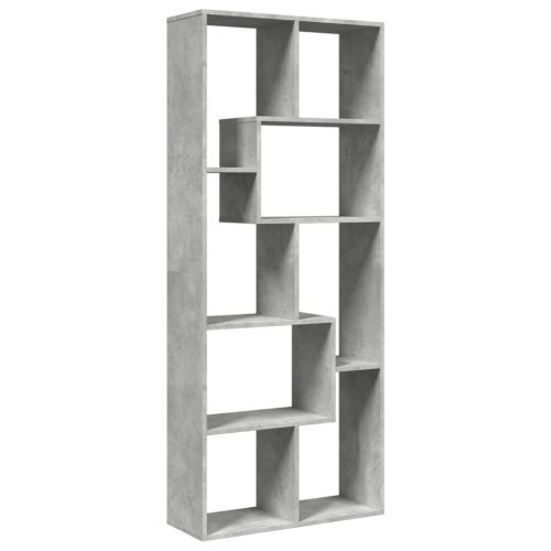 Разделител за стая / библиотека, бетонно сив, 67x25x161,5 см
