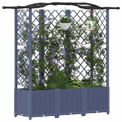 Повдигнато легло с решетка и покривка Сиво 163 x 40 x 138 см ПП