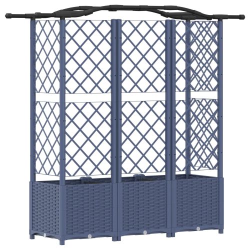 Повдигнато легло с решетка и покривка Сиво 163 x 40 x 138 см ПП