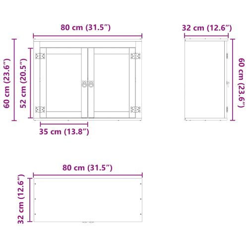 За шкафове SKI Кехлибарен 80 x 32 x 60 см Солидно борово дърво