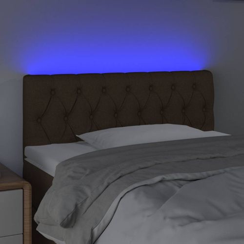 LED горна табла за легло, тъмнокафява, 100x7x78/88 см, плат