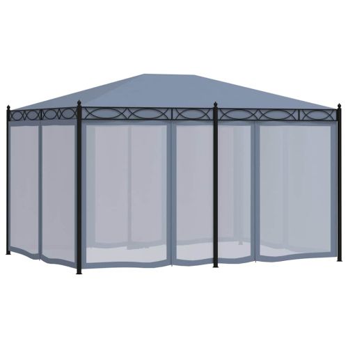 Шатра с мрежести прозорци, 3x4 м, антрацит, стомана