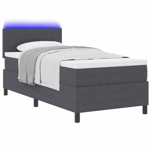 LED кутия за пружини с легло Тъмен сив и бял 90 x 200 cm