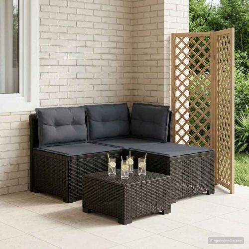 Пейка за градина с Cushions във вид на ратан 3-местен ПП