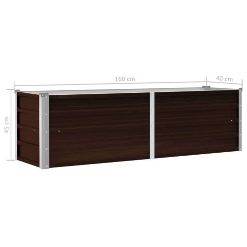 Градинска висока леха кафява 160x40x45 см поцинкована стомана