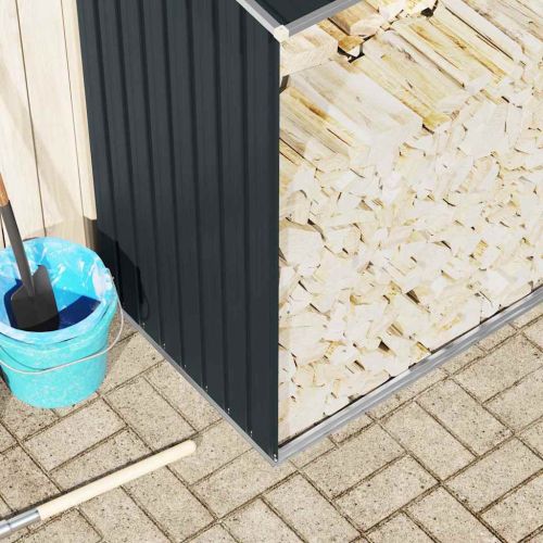 Навес за дърва, поцинкована стомана, 330x84x152 см, антрацит