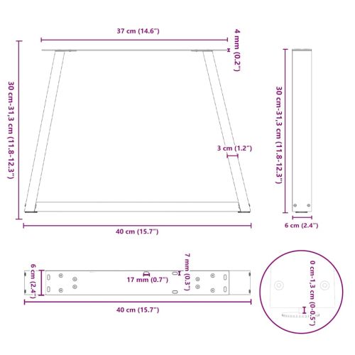 Крака за масичка за кафе, V-образни, 2 бр., бели, 40 x (30-31,3) см, стомана