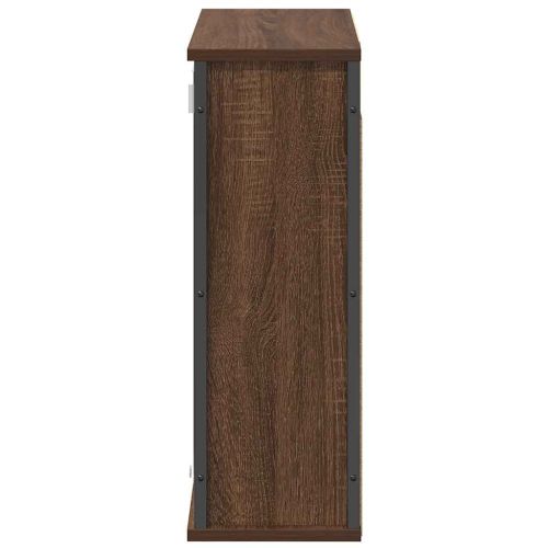 Стенен шкаф за баня с огледало кафяв дъб 60x21x60 cm