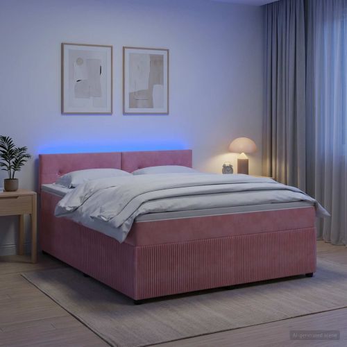 Континентално легло с матрак Розово 140 x 200 cm Кадифе