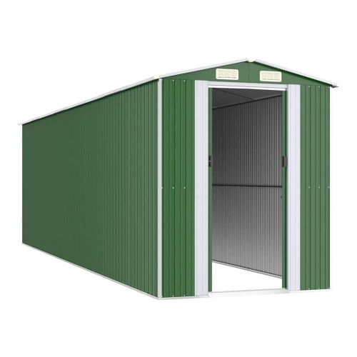 Градинска барака зелена 192x689x223 см поцинкована стомана