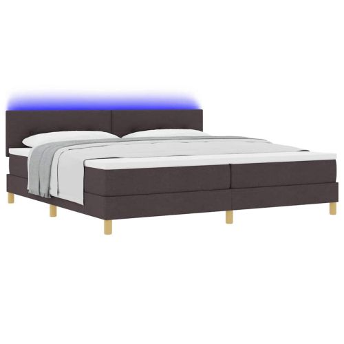 LED кутия за пружини с легло Тъмен кафяв 200 x 200 cm текстил