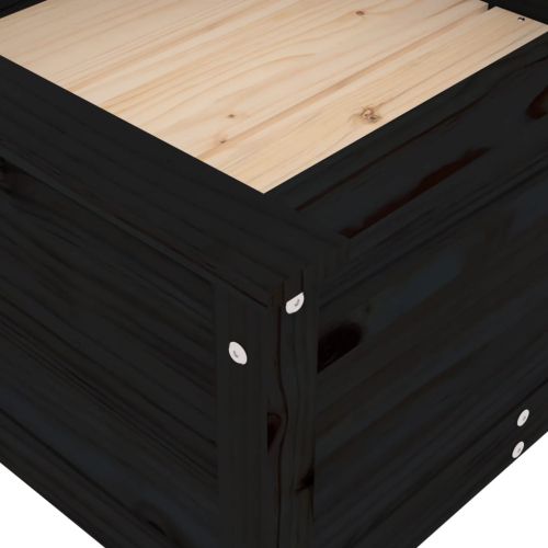 Градински сандък, черен, 82,5x82,5x39 см, бор масив
