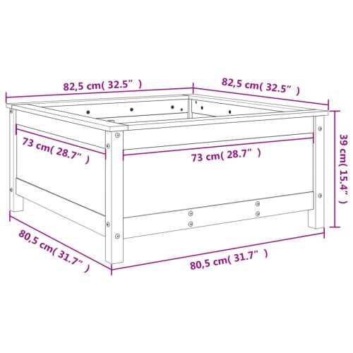 Градински сандък, черен, 82,5x82,5x39 см, бор масив