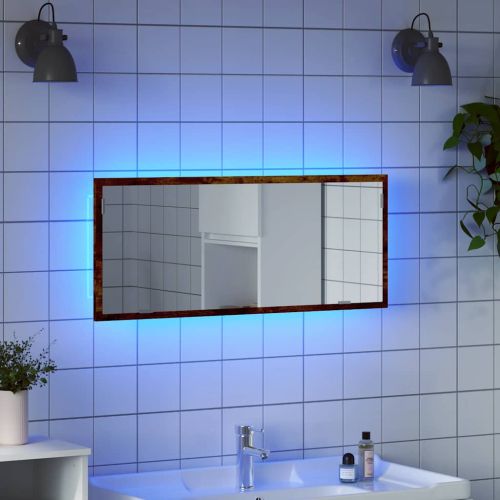 LED огледало за баня опушен дъб 100x8,5x37 cm