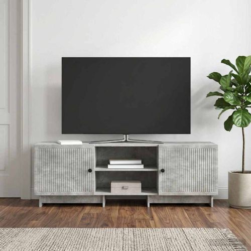 ТВ шкаф 150 x 31 x 50 см Бетонно сиво Инженерен дървен материал