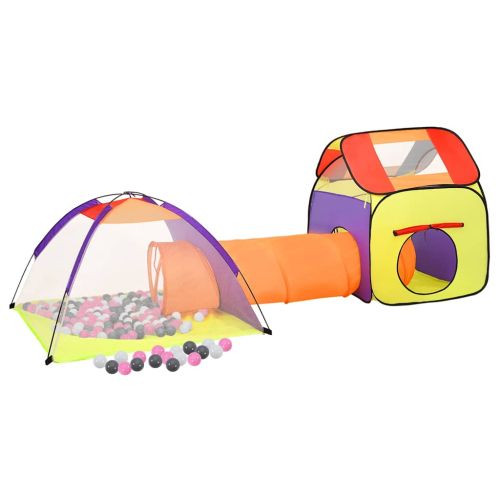 Детска палатка за игра с 250 многоцветни топки 338x123x111 см