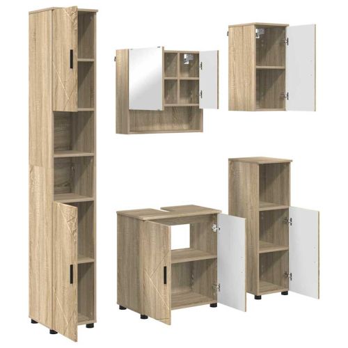 Комплект мебели за баня 5 бр. Дъб сонома 61 x 35 x 64 см