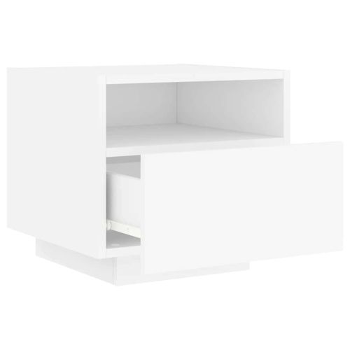 Нощни шкафчета с LED осветление, 2 бр, бели, 40x39x37 см