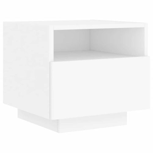 Нощни шкафчета с LED осветление, 2 бр, бели, 40x39x37 см